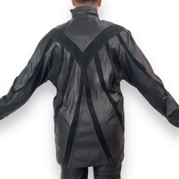 ❌SOLD❌Vintage MILAN LEATHERWEAR long black leather and suede jacket - Picture 4 of 13